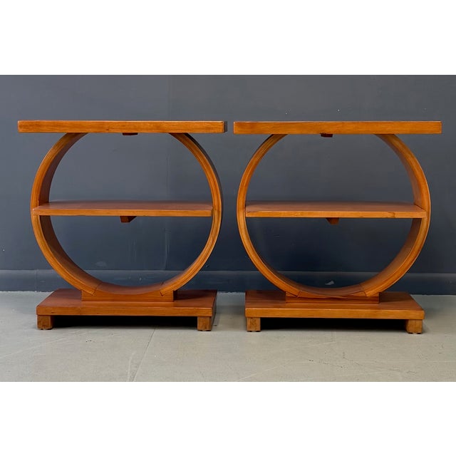 Art Deco Pair of Art Deco Streamline Moderne Side Tables Attributed to A. A. Laun For Sale - Image 3 of 14
