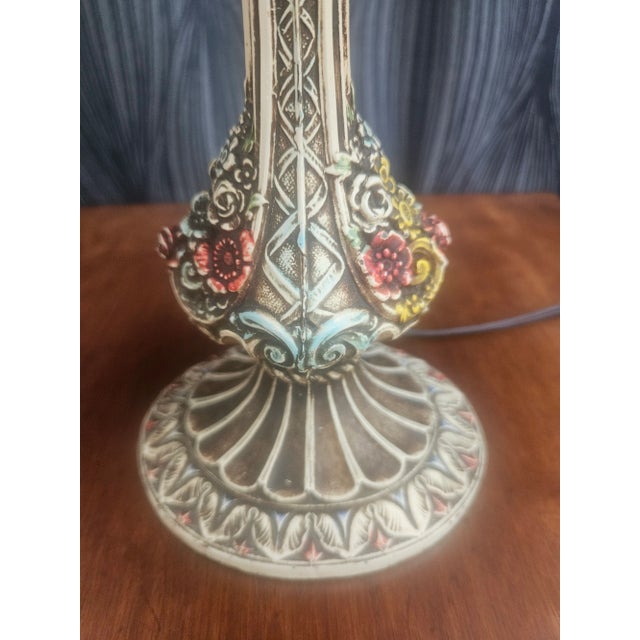 Hand Painted Filigree 1920 Antique Boudoir Lamp For Sale - Image 12 of 12