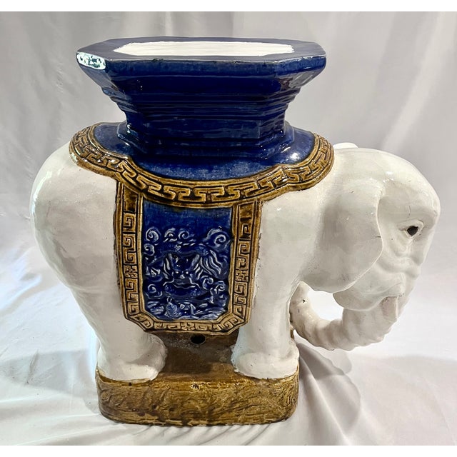 Chinese Mid-20th Century Chinese Shiwan Ceramic Elephant Garden Stool For Sale - Image 3 of 17
