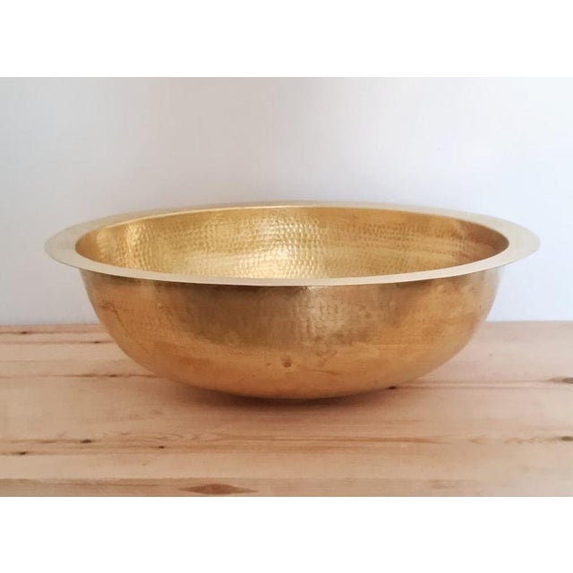 Rustic Oval Drop In Under Mount Unlacquered Brass Sink for Bathroom For Sale - Image 3 of 5