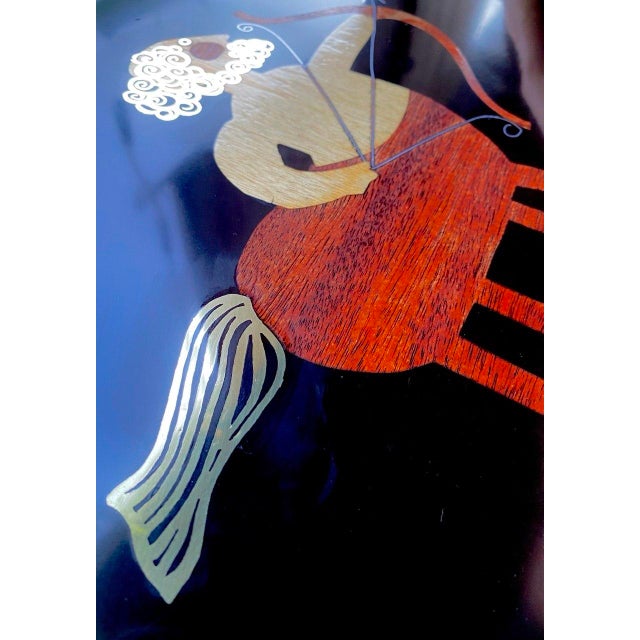 Black Zodiac Archer | Sagittarius Centaur Tray Vintage Couroc of Monterey | Mid-Century California Art For Sale - Image 8 of 14