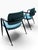 Vintage MCM Pivot Back Armchairs in Turquoise, Black Steel & Brass - Pair For Sale - Image 4 of 8