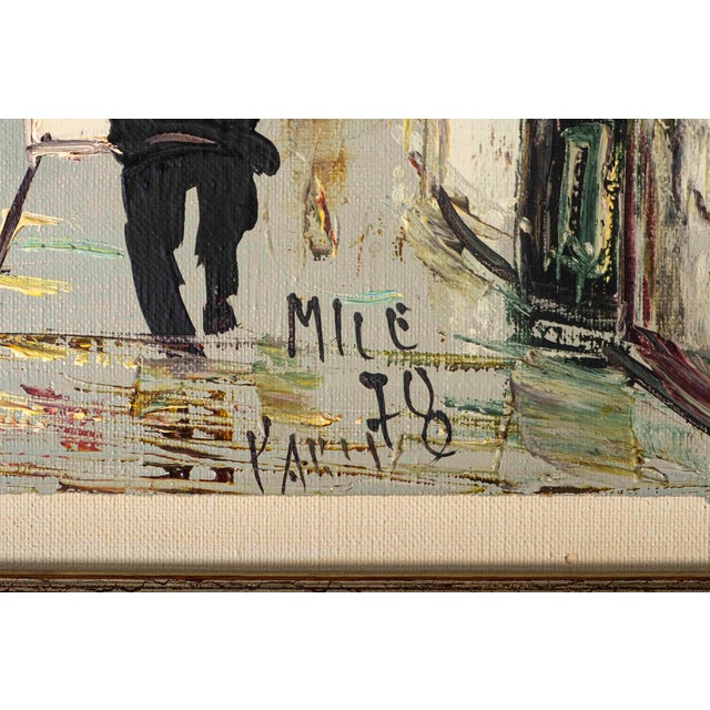 1978 Signed Mile Paris Street Scene Original Oil Painting, Framed For Sale - Image 4 of 12