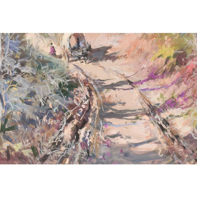 Juan de Palau Buixo, Large Landscape with Cart, 20th-Century, Watercolor on Paper, Framed For Sale - Image 5 of 15