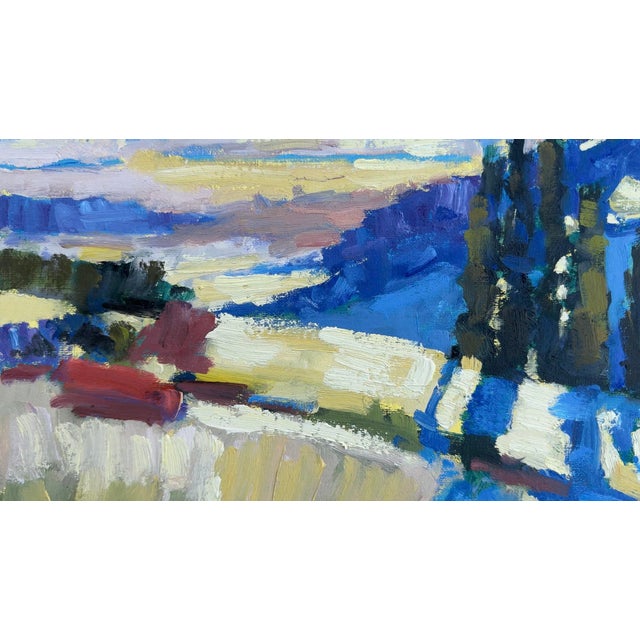 Blue Original Oil Painting Landscape Modern Art For Sale - Image 8 of 9