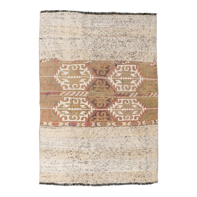 Turkish Vintage Decorative Kilim Rug - 3`5″ X 5`1″ For Sale