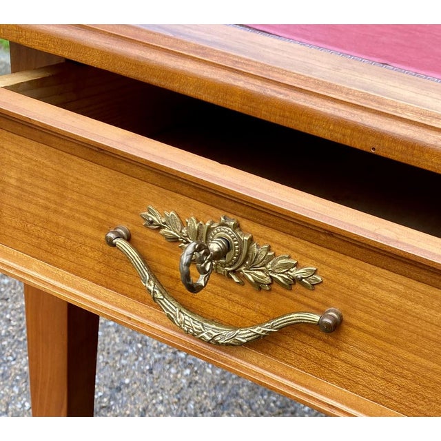 Louis XVI Style Reversible Flat Desk with Red Leather Drawers, 1930s For Sale - Image 10 of 11