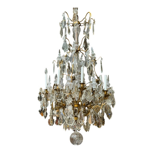 Antique Louis XVI Baccarat French Crystal & Gilt Bronze Chandelier For Sale