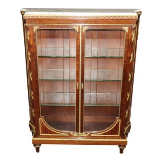 French Louis XVI Style Ormolu Mounted Marble Top Vitrine by Francois Alix For Sale