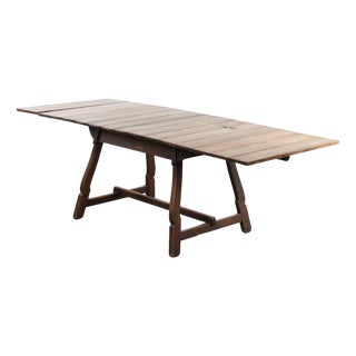 Antique Swiss Folding Dining Table in Oak, Mid-19th Century For Sale