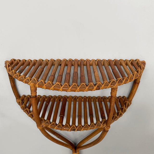 Mid-Century Modern Italian Wall Console in Rattan, 1960s For Sale - Image 4 of 12
