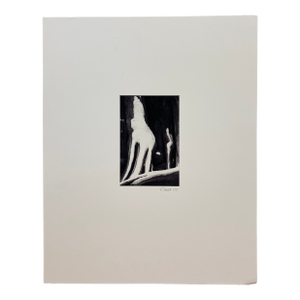 Signed Black and White Photograph "Howling Wolfe" Snow Tree Stump Illusion, North Bend Wa, Dated 2003.