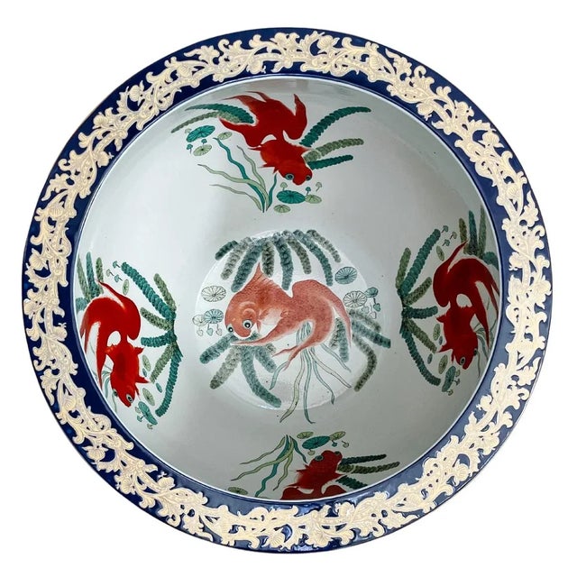 Mid 20th Century Large Scale Chinese Export Rose Canton Fish Bowl Planter For Sale - Image 5 of 6