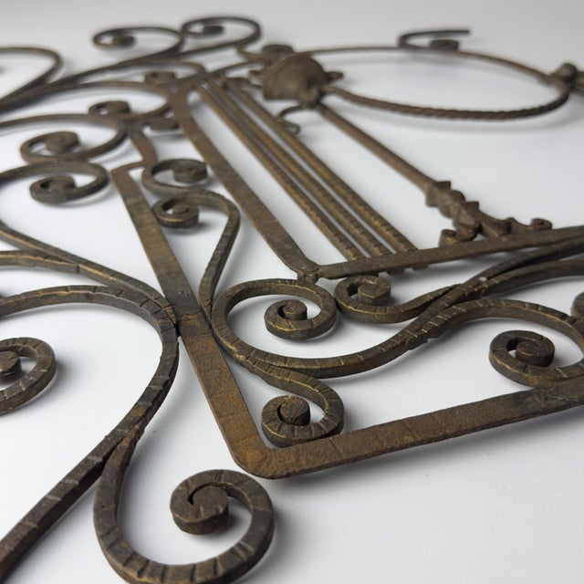 Antique Decorative Wrought Iron Wall Panel, Italy, 1920s For Sale - Image 4 of 18