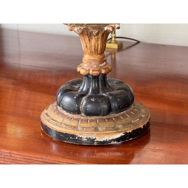 Vintage Italian Ebonized and Gilt Lyre Form Lamp For Sale - Image 6 of 12