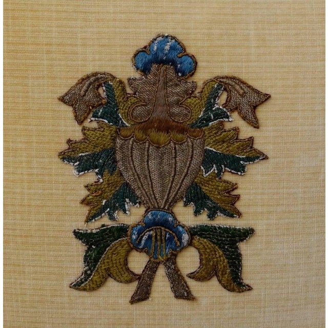 Late 18th Century Pair of Custom Velvet Pillows With 18th Century Textile Appliqué For Sale - Image 5 of 8