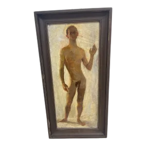 1920 French Modern Male Nude Oil Painting on Academic Canvas