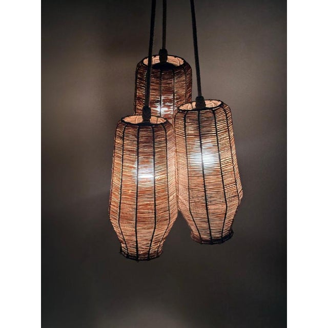 Mid-Century Modern Straw Pendant Lights, 1950s, Set of 3 For Sale - Image 16 of 17