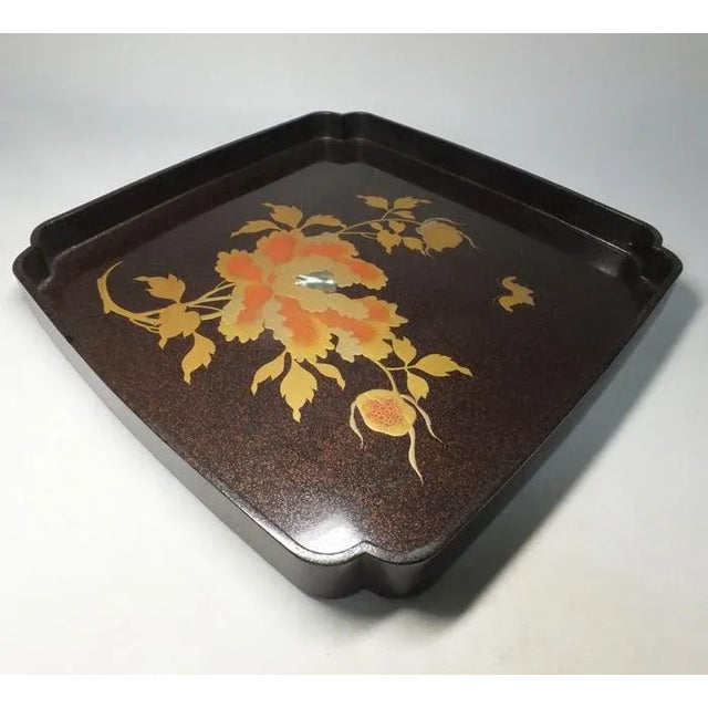 Black 19th Century Japanese Lacquered Maki-E Nashiji Tea Tray For Sale - Image 8 of 10