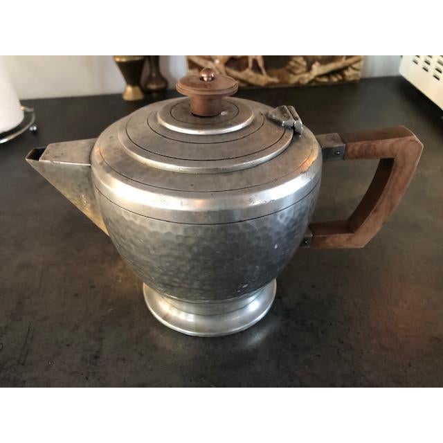 1930s Art Deco Sheffield Hammered Pewter Teapot For Sale - Image 9 of 9