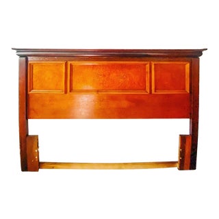 1980s Vintage Hancarved Birch Wood Asian Themed Headboard For Sale