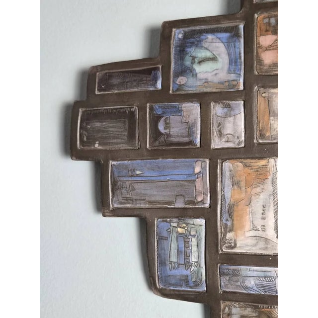 Ceramic Vintage MCM Philippe Jacques French Ceramic Abstract Wall Plaque Sculpture For Sale - Image 7 of 14