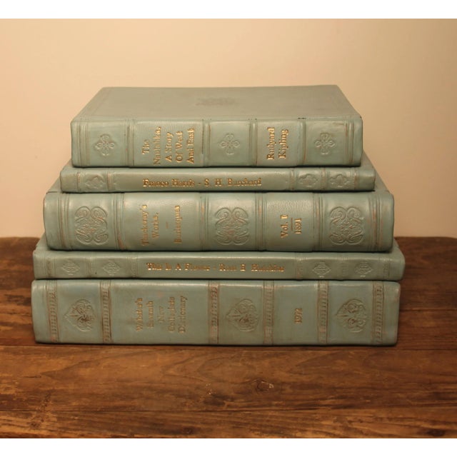 Leather Bound Books - Set of 5 For Sale - Image 4 of 5