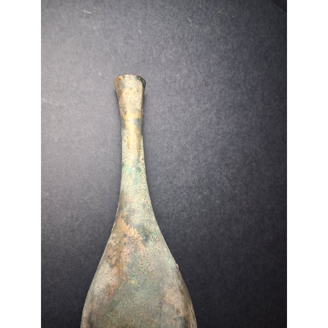 Mid 20th Century Minimalist Takaoka Vertigris Patina Bronze Ikebana 9" Bud Vase For Sale - Image 5 of 15