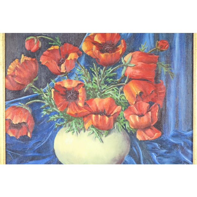 Floral Still Life Original Oil on Canvas Signed 1934 For Sale - Image 6 of 6