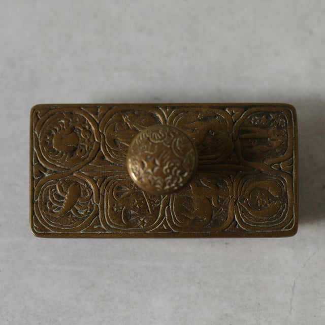Tiffany Studios New York Zodiac Bronze Inkwell With Pen Tray and Rocker Blotter For Sale - Image 14 of 18