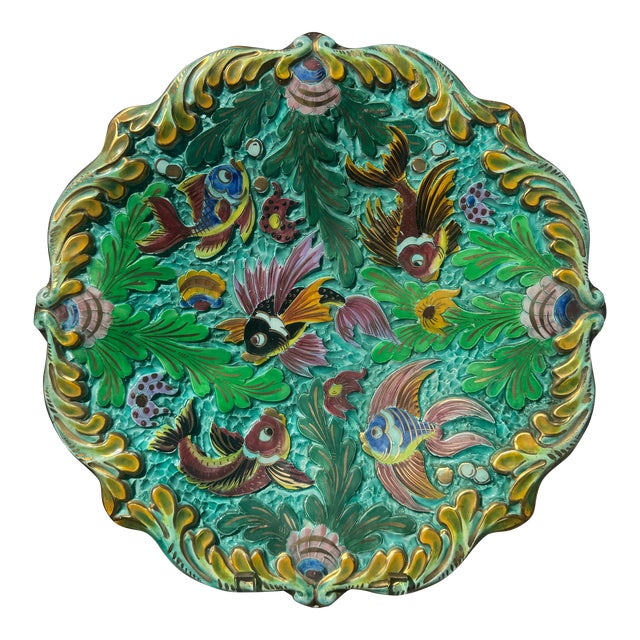 Antique Majolica Platter Made in Monaco For Sale