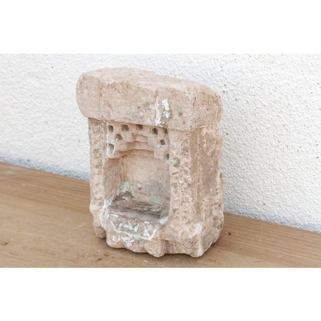 Indian Whitewash Chevron, Antique Indian Stone Niche For Sale - Image 3 of 7