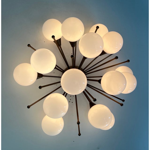Metal 21st Century Mezzo Bronze Glossy White Murano Flush Mount by Fabio LTD For Sale - Image 7 of 9