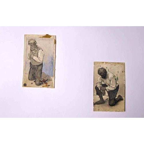 China drawing and white lead on paper. Mounted on mat This piece is attributed to the mentioned designer/maker. It has no...