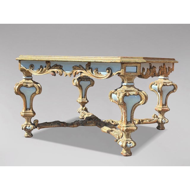 20th-Century Italian Baroque Carved and Painted Coffee Table, Labelled Harrods A decorative Italian Baroque style coffee...
