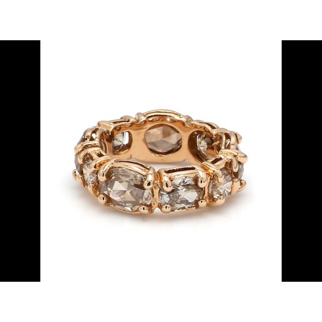 Bochic “Vintage” Fancy Chocolate, Greenish Diamond 18K Rose Gold Band Ring For Sale - Image 11 of 15