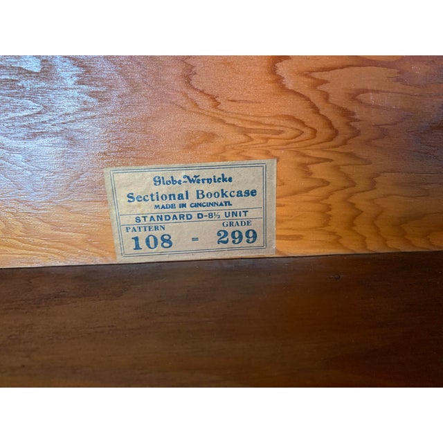 Antique Globe Wernicke Barrister Bookcase Quartersawn Oak W/ Drop Front Secretary Desk + Leaded Glass For Sale - Image 16 of 18