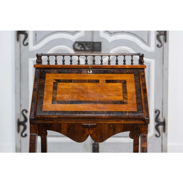 Brown Italian 19th Century Walnut and Mahogany Writing Table with Slant Front Desk For Sale - Image 8 of 14