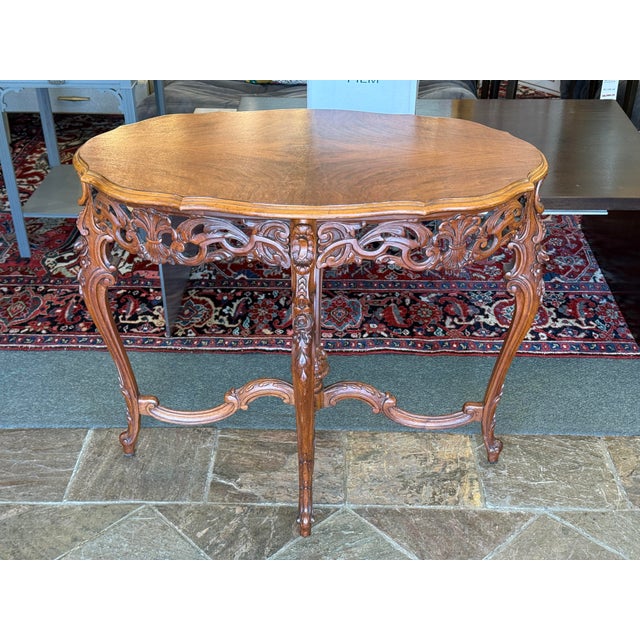 Italian Italian Hand Carved Walnut Side Table For Sale - Image 3 of 12