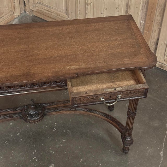 19th Century Country French Louis XVI Hand-Carved Walnut Console ~ Sofa Table For Sale - Image 17 of 18