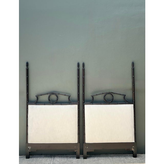 Vintage Faux Bamboo Pediment Twin Headboards - A Pair For Sale - Image 12 of 12