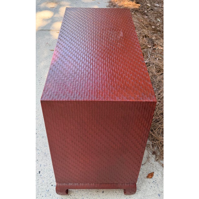 Metal 1980s Baker Furniture Asian Ming Style Grasscloth Chest For Sale - Image 7 of 13