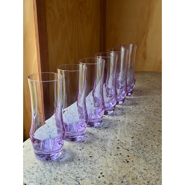 Glass Mid-Century Neodymium Alexandrite Glass Highball Tumblers Set of 6, 1970, Set of 6 For Sale - Image 7 of 13