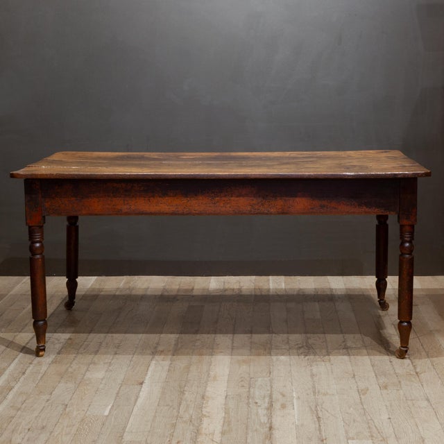Wood 19th C. Rustic Farmhouse Dining Table With Large Drawer c.1820-1880 For Sale - Image 7 of 10