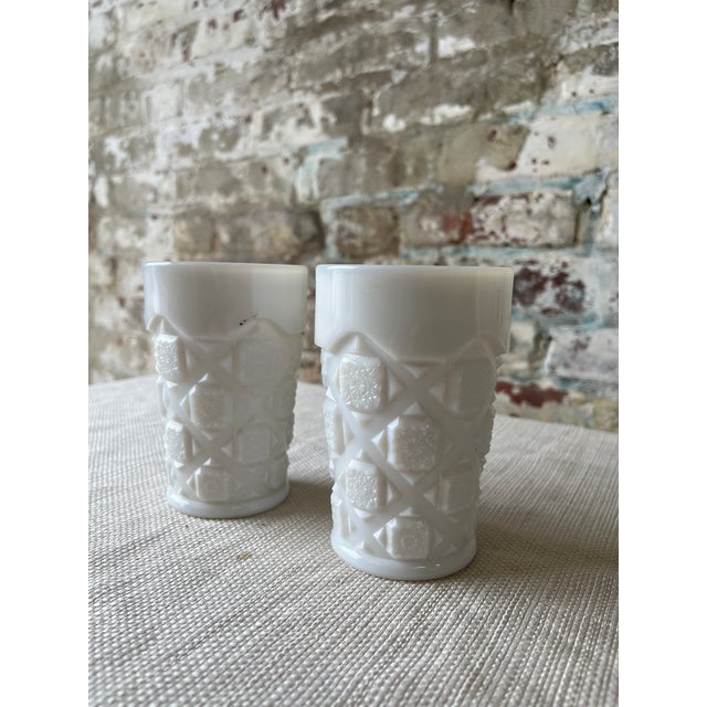 Traditional Vintage Milk Glass Tumblers – Set of 2 For Sale - Image 3 of 6