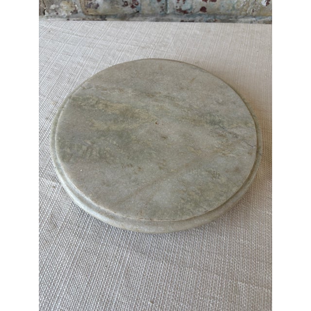 Beautiful collection of six vintage marble display stands, each one uniquely carved with its own shape, veining, tone, and...