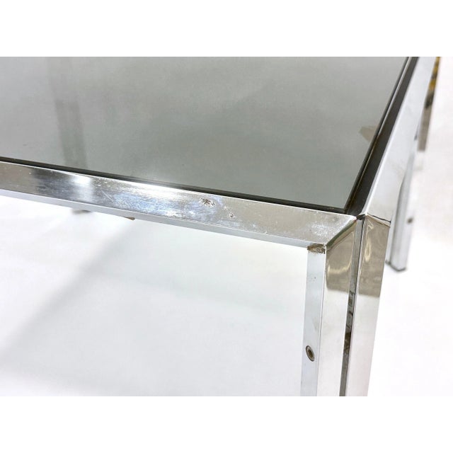 Mid-Century Chrome and Smoked Glass Coffee Table, 1980s For Sale - Image 4 of 10