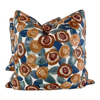 Brook Perdigon Textiles "Bloom" in Citrine 22" Pillows-A Pair For Sale