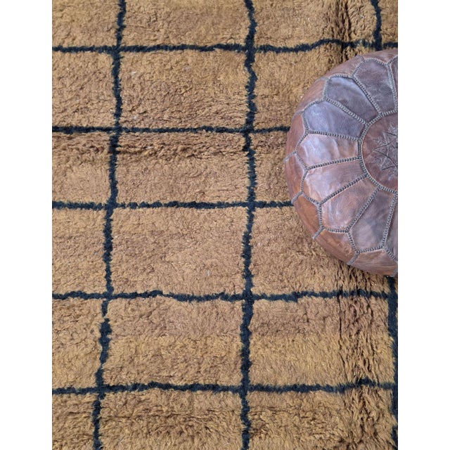 Textile Brown Grid Moroccan Rug - 9.8 X 7 Ft For Sale - Image 7 of 9
