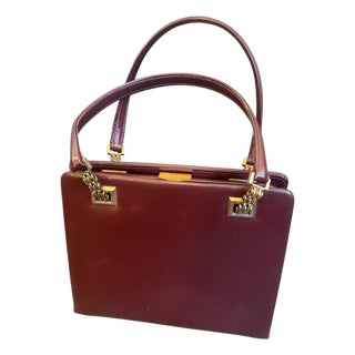 A 1960s Gucci Vintage Red Leather and Brass Hardware Evening Bag For Sale